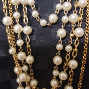 Long Multi-Strand Faux Pearl Necklace